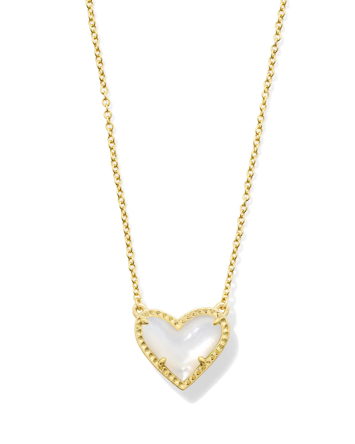 Ari Heart Gold Pendant Necklace in Ivory Mother-of-Pearl Main image