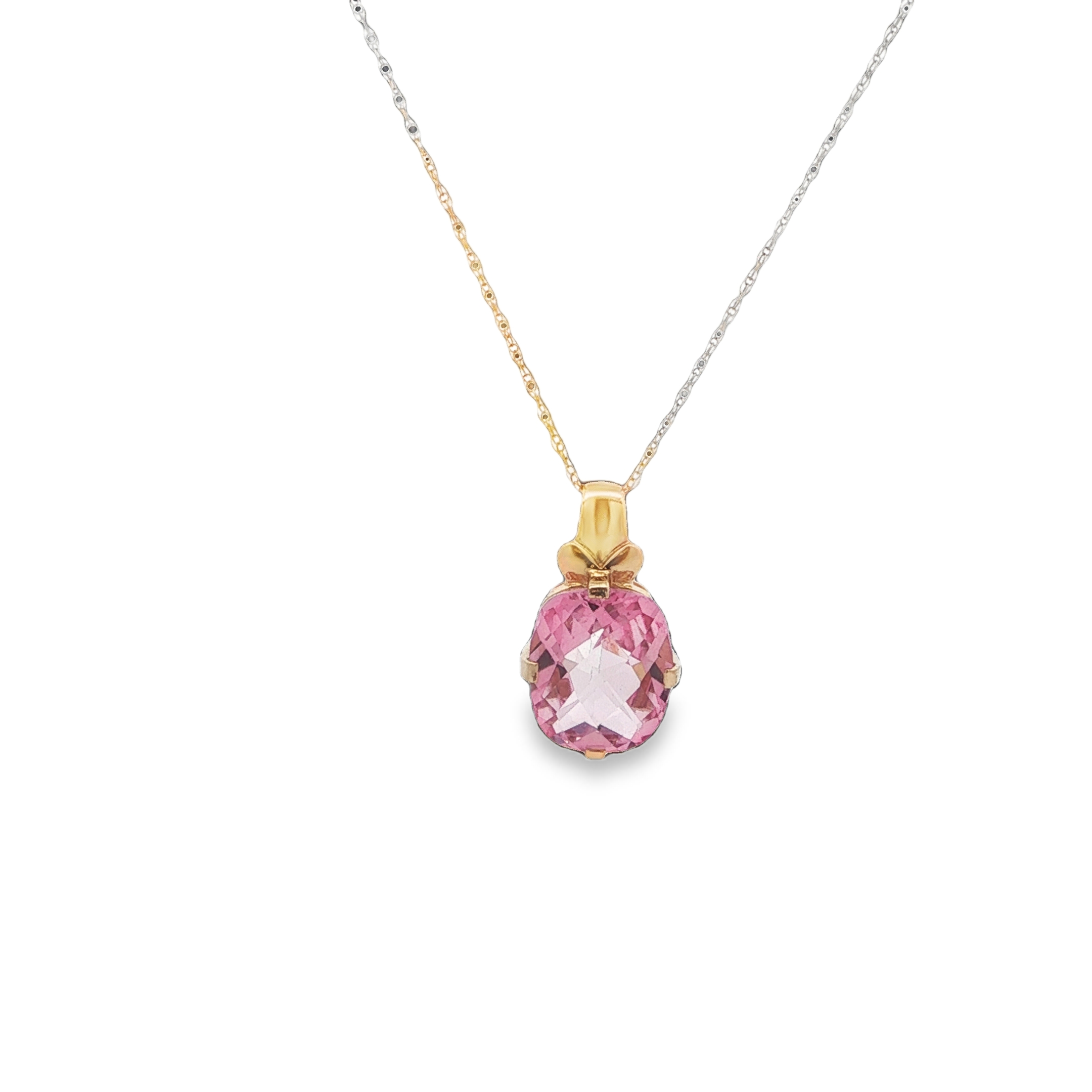 14K YG 5.4ct CU Pink Topaz Pendant Necklace *Estate Item Sold as is, Final Sale*