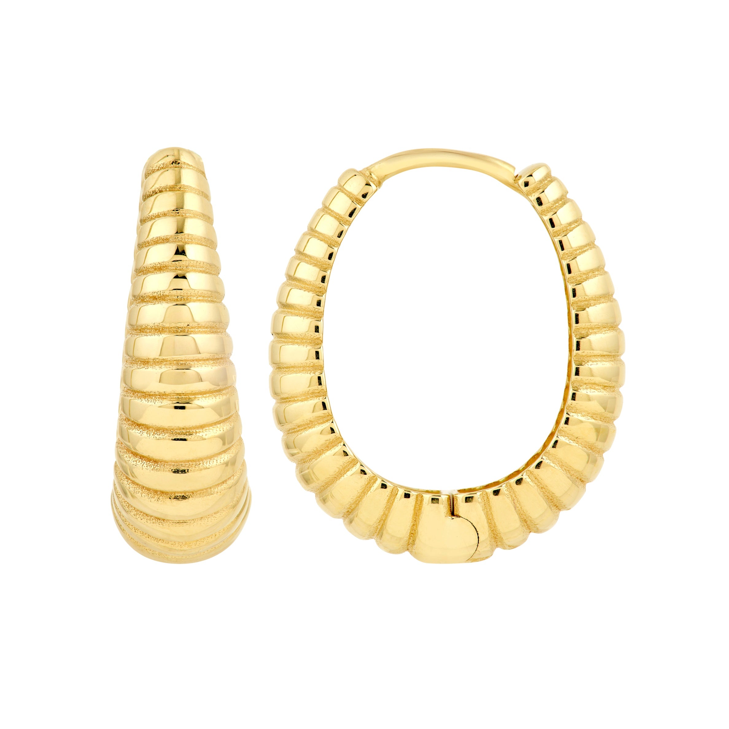 14K YG Graduated Shrimp Oval Hoop Earrings Main image