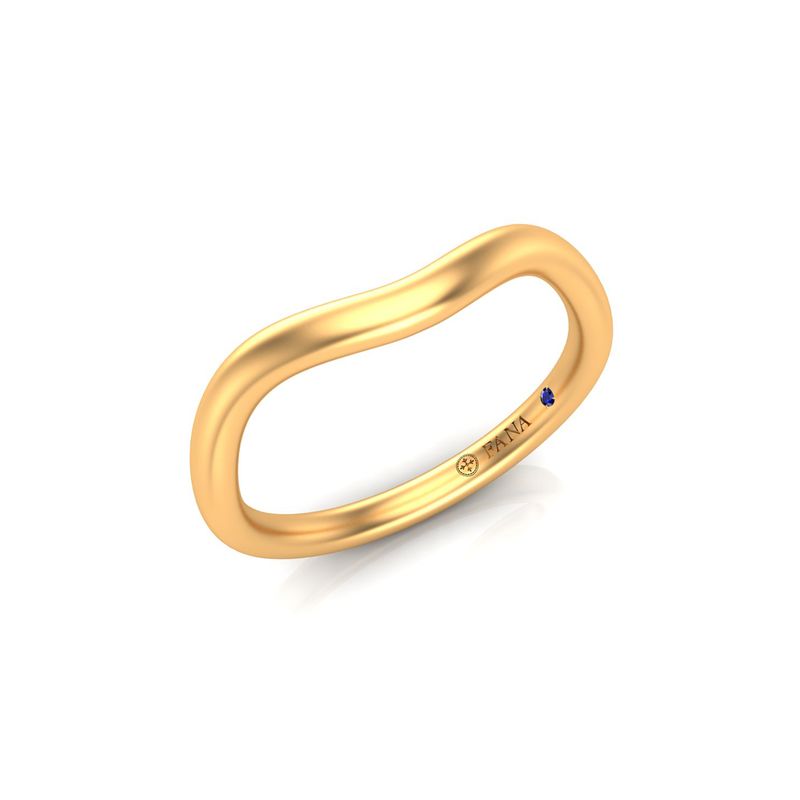 14K YG Polished Contour Wedding Band by Fana