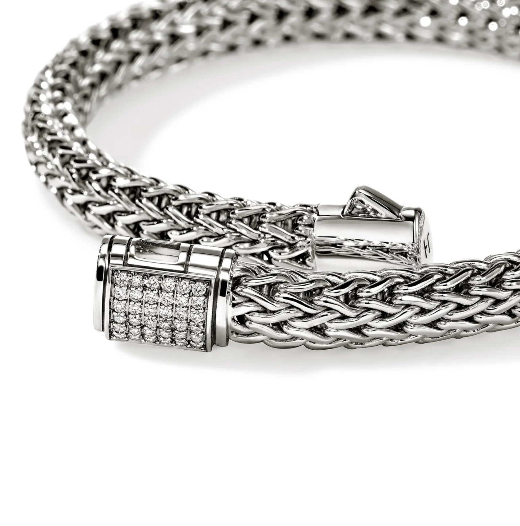 Sterling Silver Icon 6.5mm Bracelet with Diamond Clasp by John Hardy