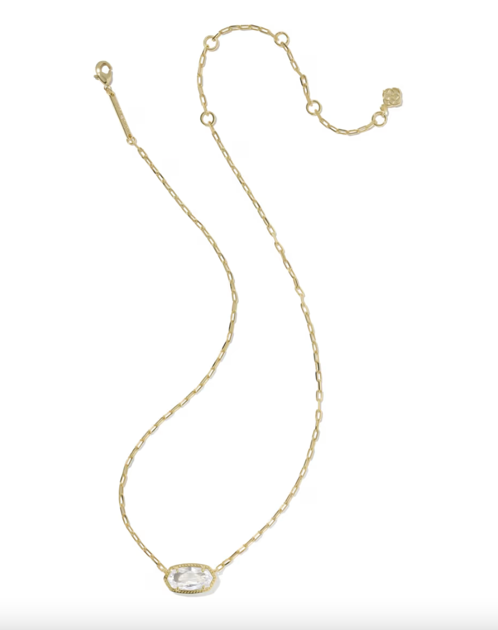 Gold Plated Elisa Luxe Pendant Necklace in White CZ by Kendra Scott