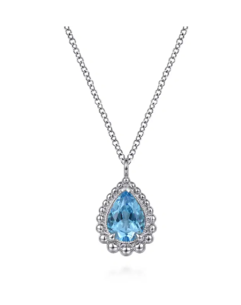 Sterling Silver Faceted Swiss Blue Topaz Teardrop Bujukan Necklace by Gabriel Main image
