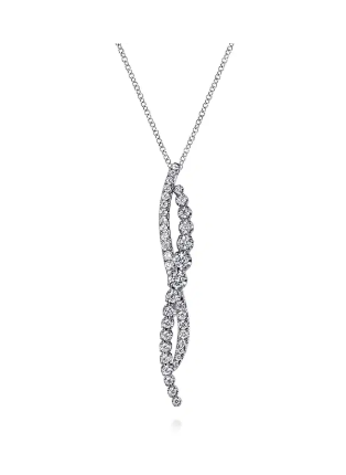 14K White Gold Diamond Twisted Pendant Necklace by Gabriel Main image