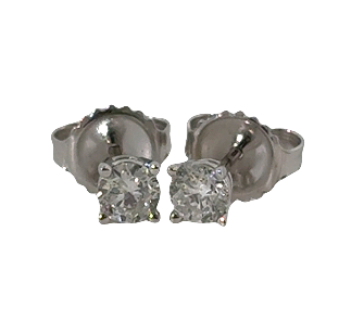 14K White Gold 1/4cttw Round Diamond 4-Prong Studs *Estate Item Sold as is, Final Sale*