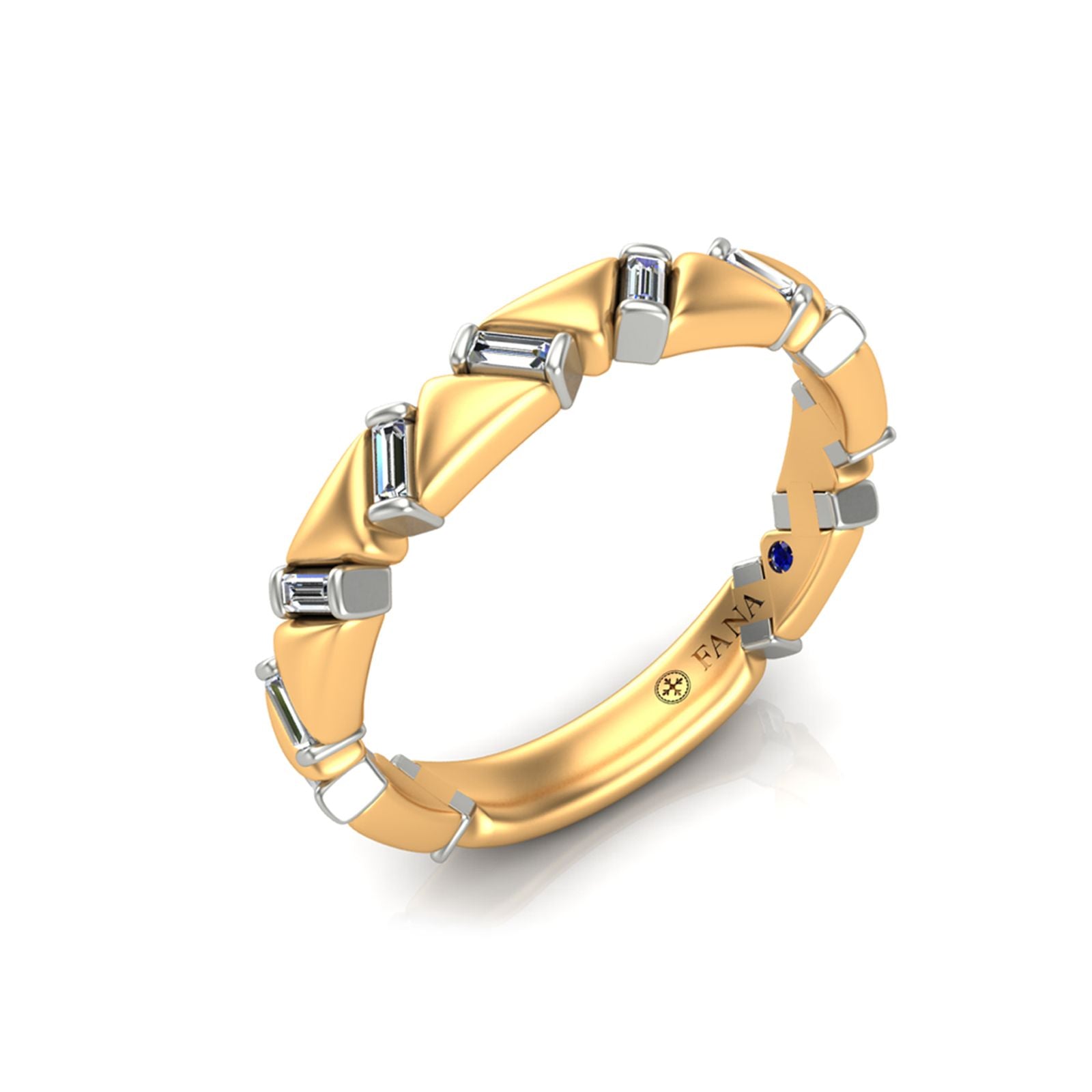 14K YG Scattered Baguette Diamond & Polished Gold Band by Fana Main image