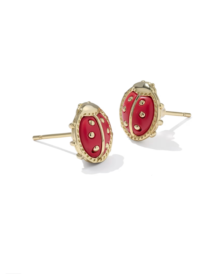 Gold Plated Ladybug Studs in Red Vermillion Magnesite by Kendra Scott Main image