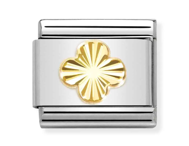 Stainless Steel & 18K Yellow Gold Etched 4-Leaf Clover Charm