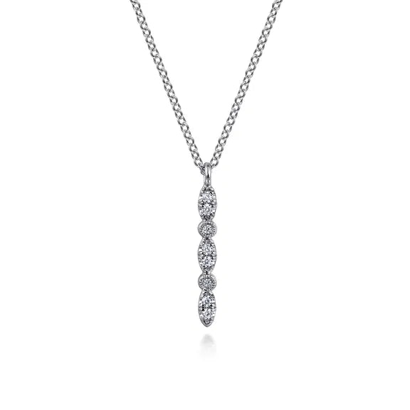14K WG Vintage Style Diamond Bar Necklace by Gabriel NY