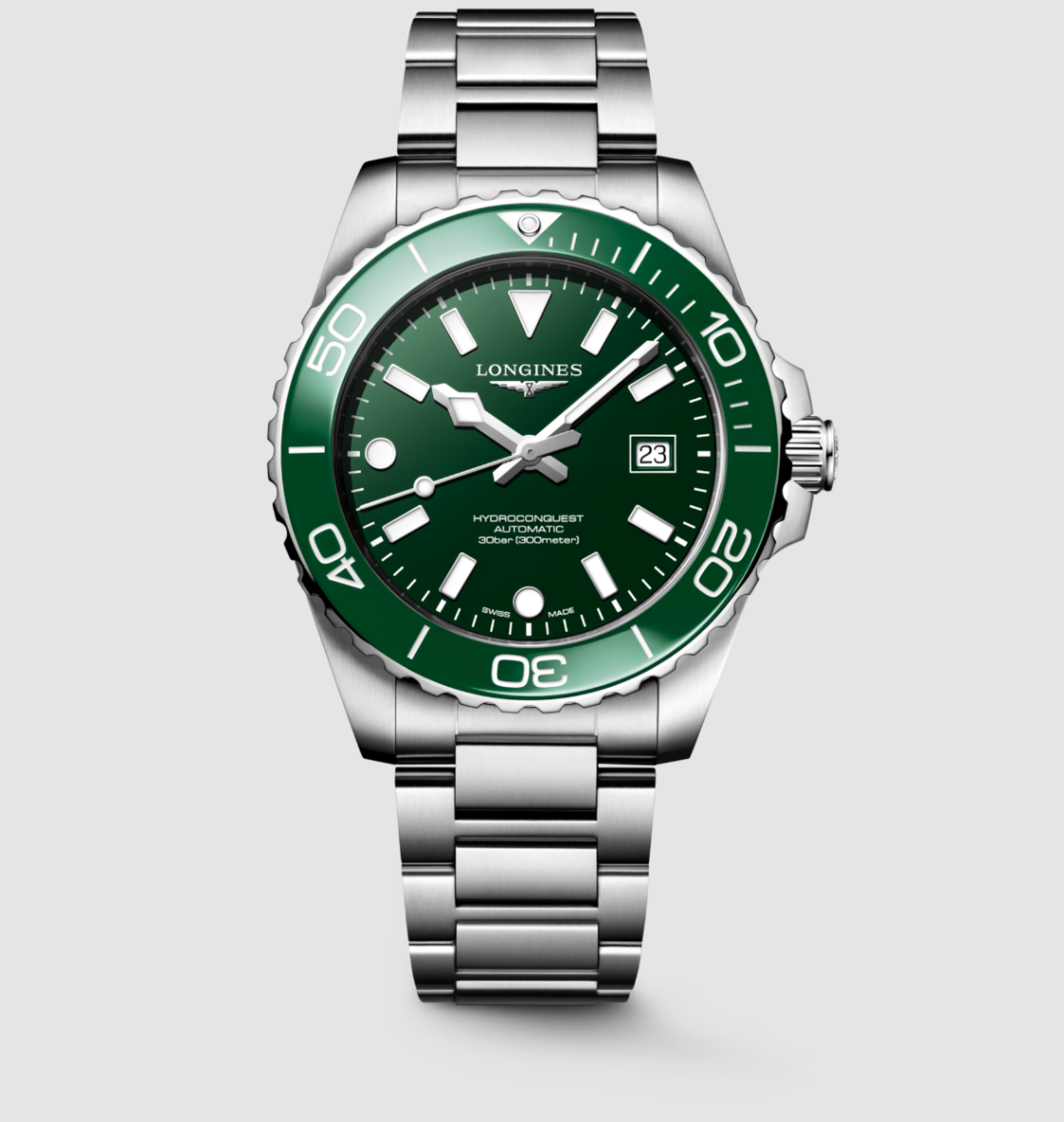 Longines Hydrconquest 42mm Dive Watch with Green Dial & Green Ceramic Bezel