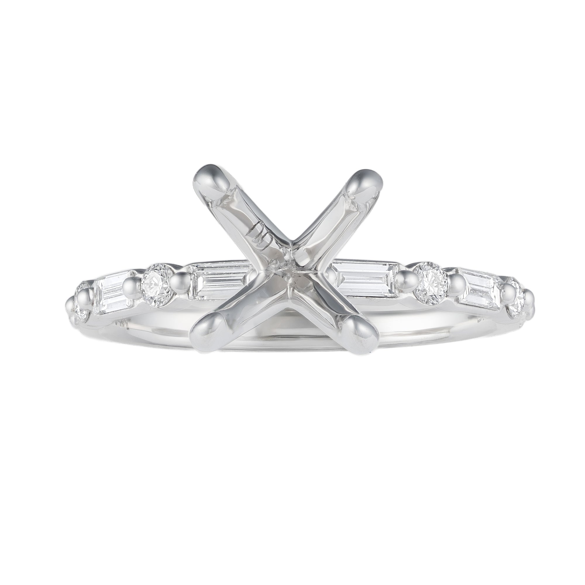 14k Wg 1/3cttw Baguette and Round Diamond Semi-Mount by Diamonds Forever Secondary image