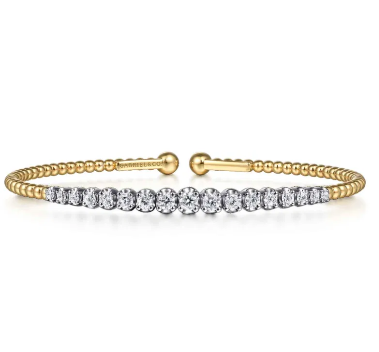 14K Two-Tone Graduated Diamond Bujukan Bangle by Gabriel NY Main image