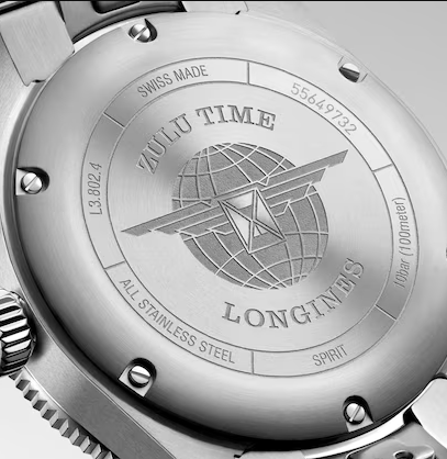 Longines Spirit Zulu Time 39mm GMT Watch with Anthracite Dial & Green Bezel