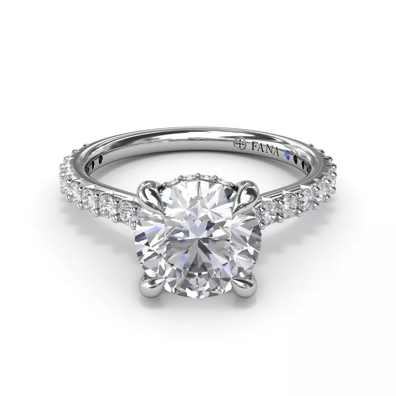 14K WG Diamond Hidden Halo Semi-Mount Engagement Ring by Fana