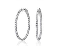14K WG Oval 2.5cttw Diamond Inside Out French Pave Hoops Main image