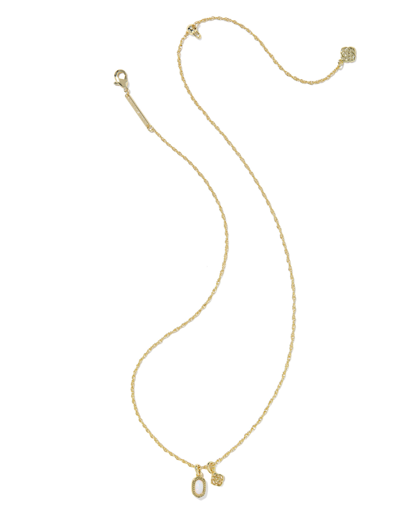 Gold Plated Mini Dira Necklace in Lab Grown Bright White Opal by Kendra Scott