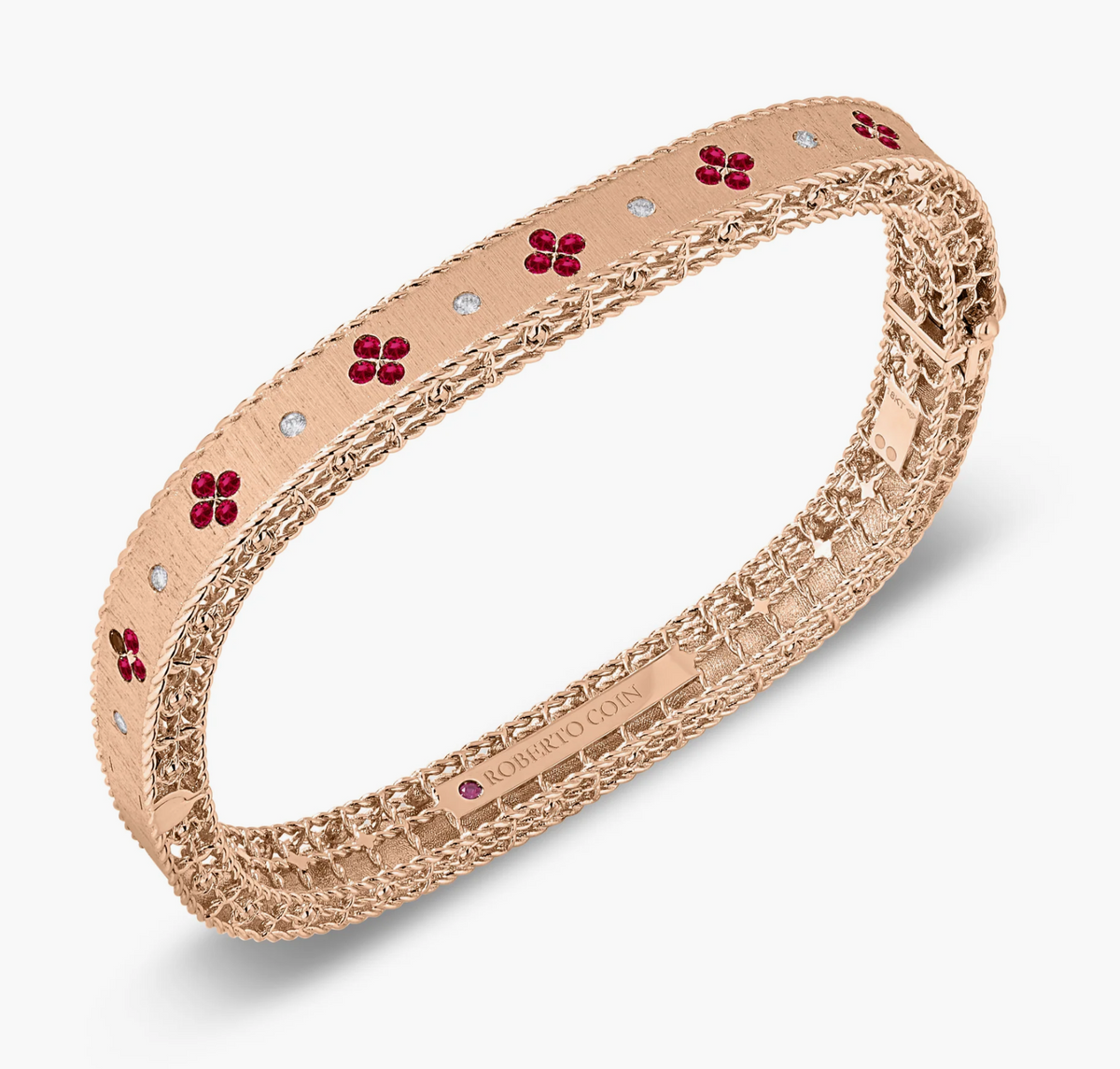 18K Yellow Gold Ruby & Diamond Venetian Princess Satin Bangle by Roberto Coin Main image