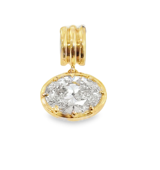 14K Yellow Gold 3ct Lab Oval Diamond Aura Slide Pendant by Everlee