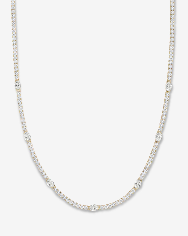 18K Gold Plated Maven Tennis Necklace in White CZ by Melinda Maria Main image