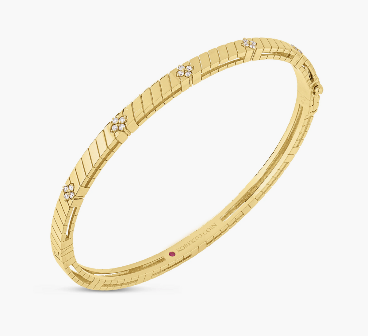 18K Yellow Gold Narrow Love in Verona Shiny Bangle by Roberto Coin