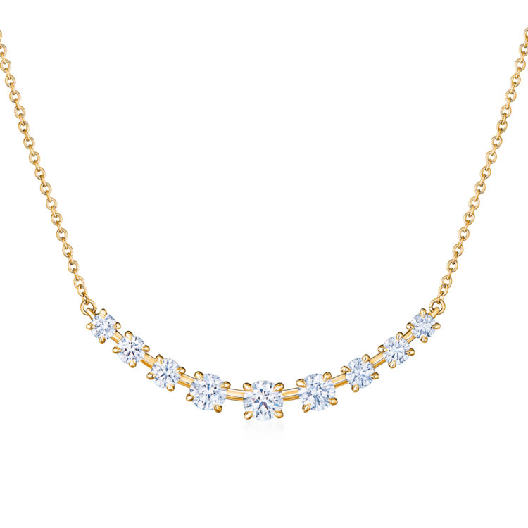 18K YG Starry Night 9-Stone Demi Diamond Smile Necklace by KWIAT