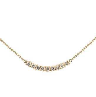 14K Yellow Gold Diamond Curved Bar Necklace
