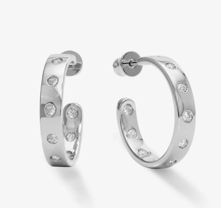 Silver Plated Ashley Rodeo 1" Hoops in White CZ by Melinda Maria