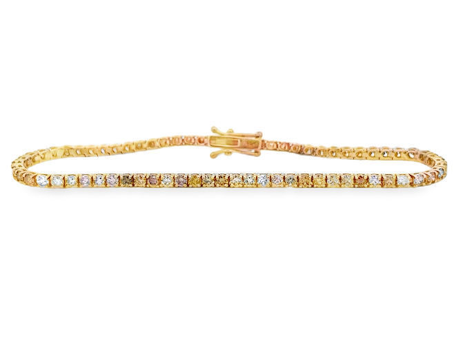 14K YG 3cttw Colored Diamond Tennis Bracelet *Estate Item Sold as is, Final Sale* Main image