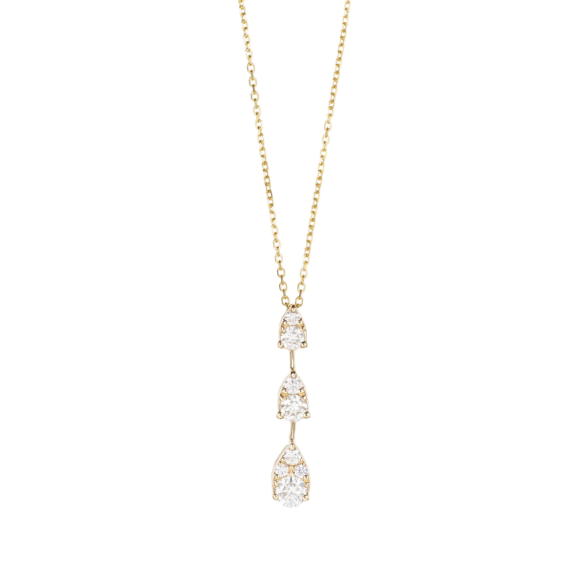 14K Yellow Gold Diamond Pear Shape Vertical Bar Pendant Necklace Main image