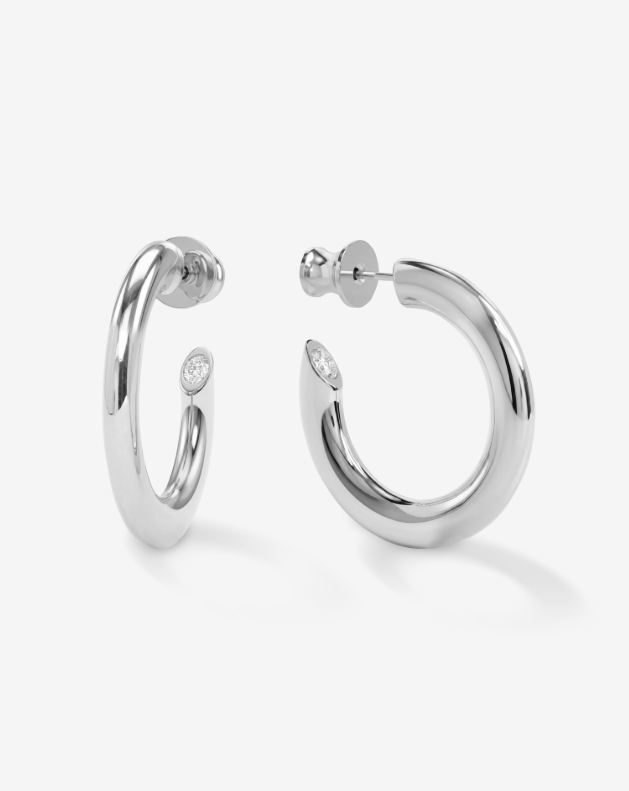 Silver Plated Beacon 1" Hoops in White CZ by Melinda Maria Secondary image