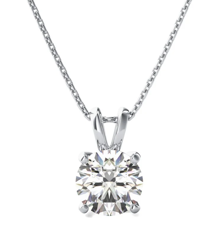 14k Wg 0.80ct Diamond Solitaire Pendant on an 18" Chain