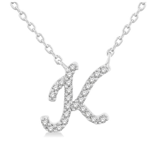 10K WG .07cttw Dia Script Initial K Pendant Main image