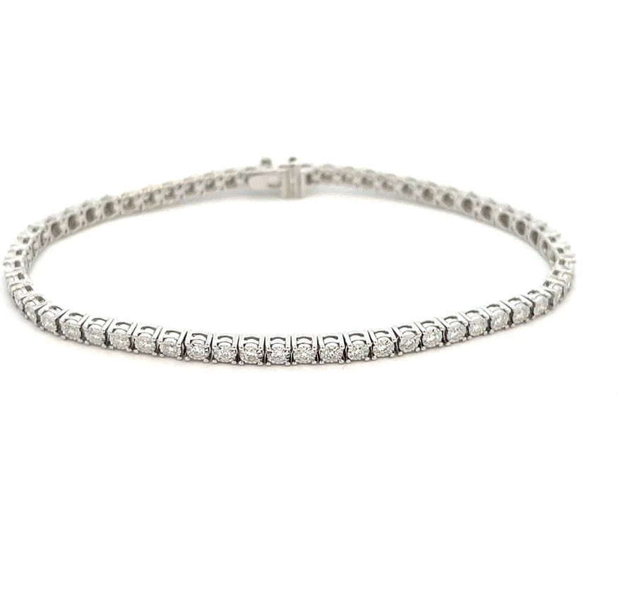 14K White Gold 3/4cttw Diamond Mirror Plate Tennis Bracelet