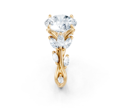 14K Yellow Gold Oval Shape Marquise Diamond Vine Semi-Mount Secondary image