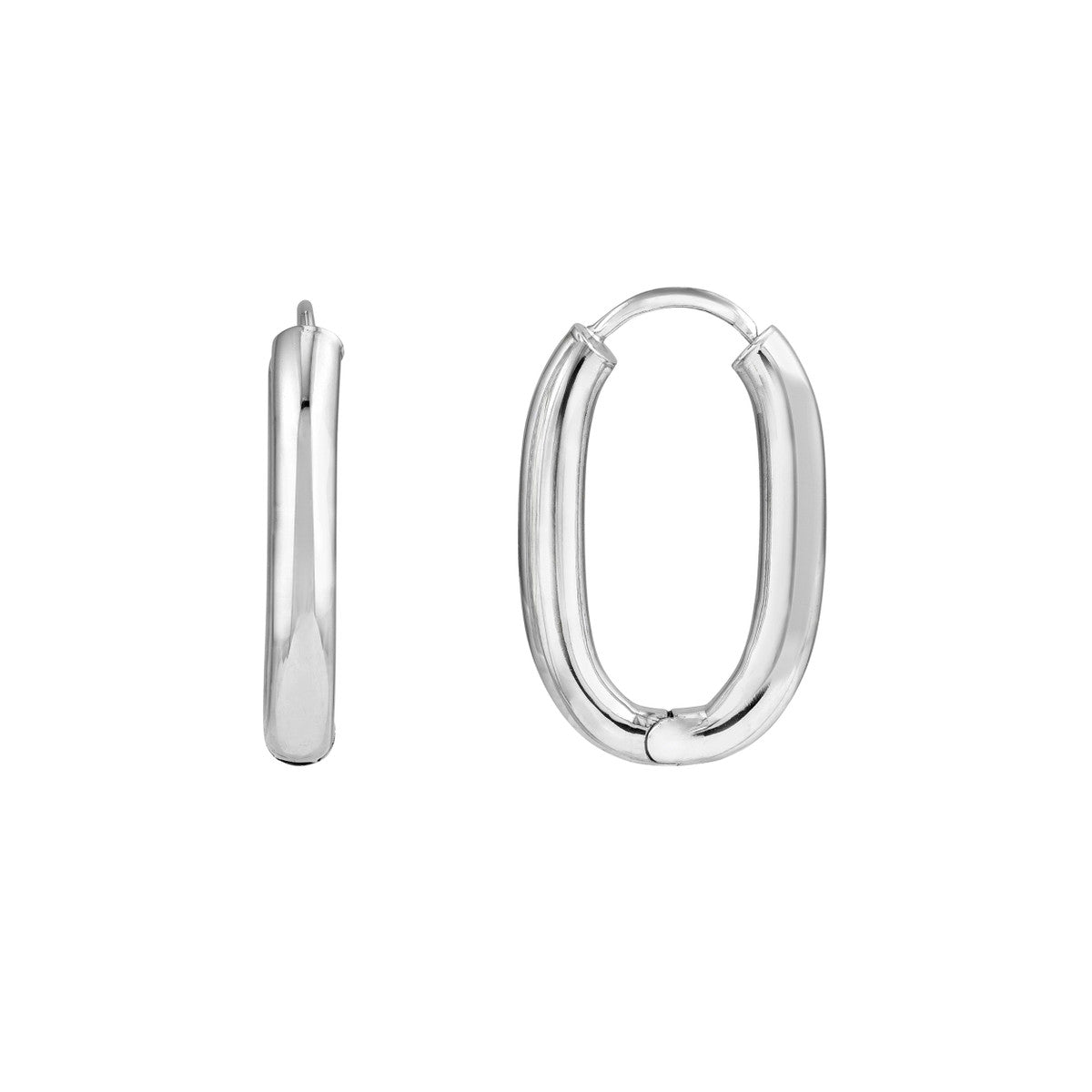 Sterling Silver Oval Hoop Earrings Main image