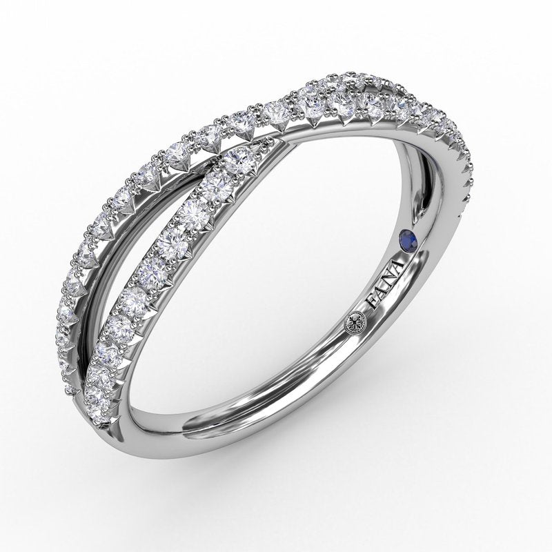 14K WG French Pave Crossover Diamond Band by Fana Main image