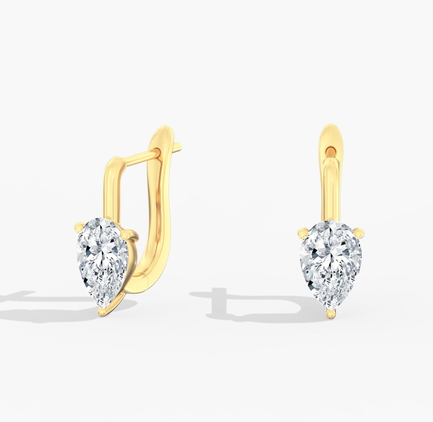 14K Yellow Gold Reverse Lab Diamond Pear Jumbo Huggies by Everlee