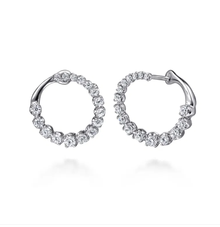 14K WG 1/2cttw Diamond Bypass Hoop Earrings by Gabriel NY Main image
