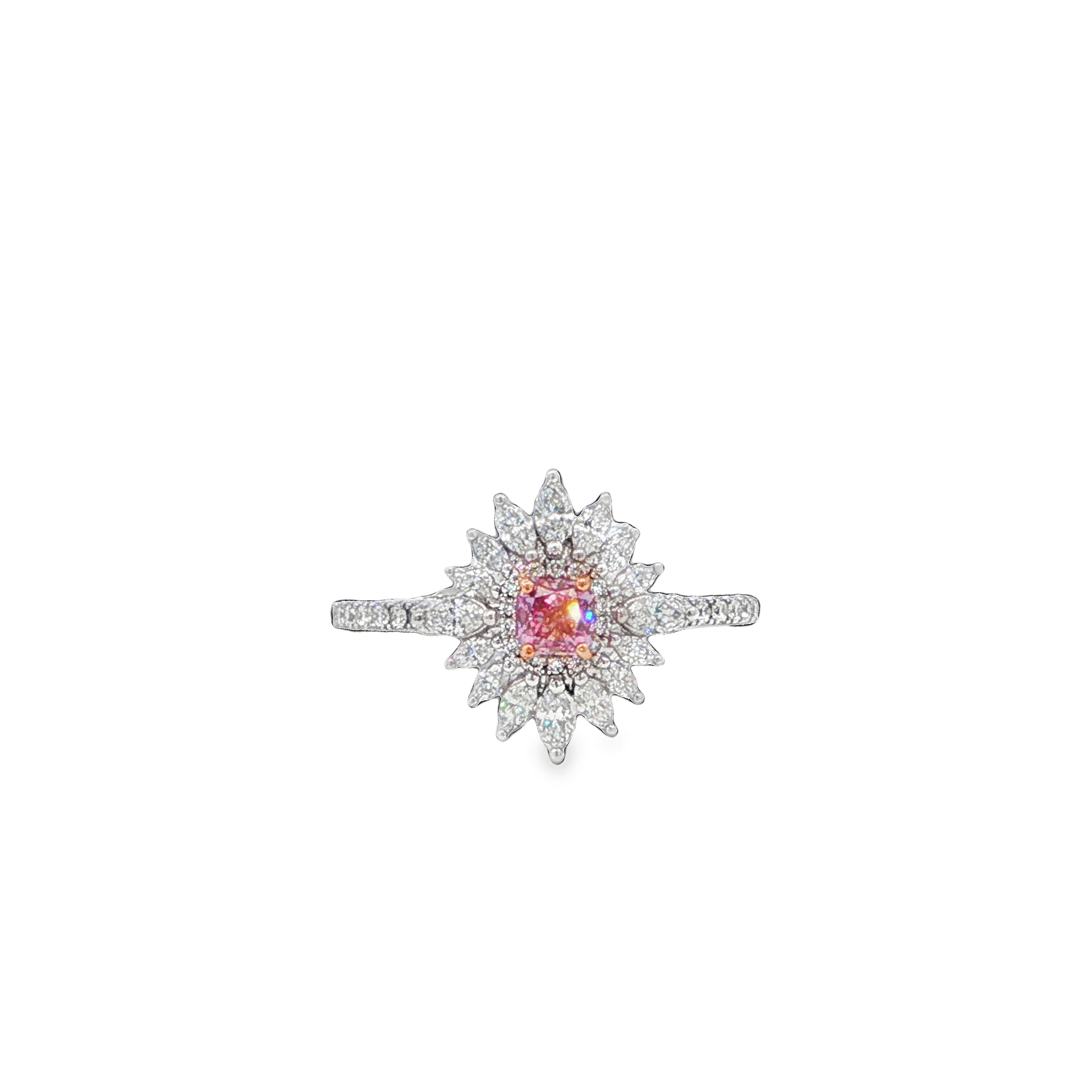 18K W/RG Custom Pink Diamond Ring with Fancy Shape Diamond Halo Main image