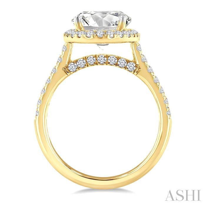 14K YG 3/4cttw Diamond Halo Semi Mount for Oval