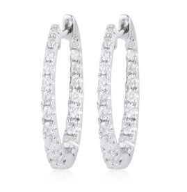 14K WG 1cttw Diamond Graduated Inside Out Hoops Main image