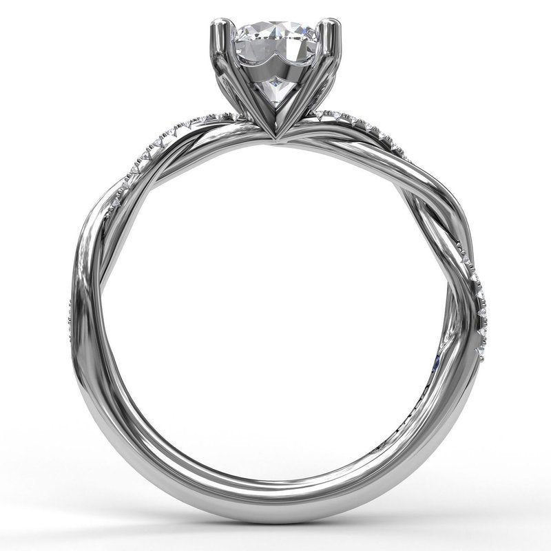 14K White Gold Polished & Diamond Tight Twist Semi-Mount by FANA