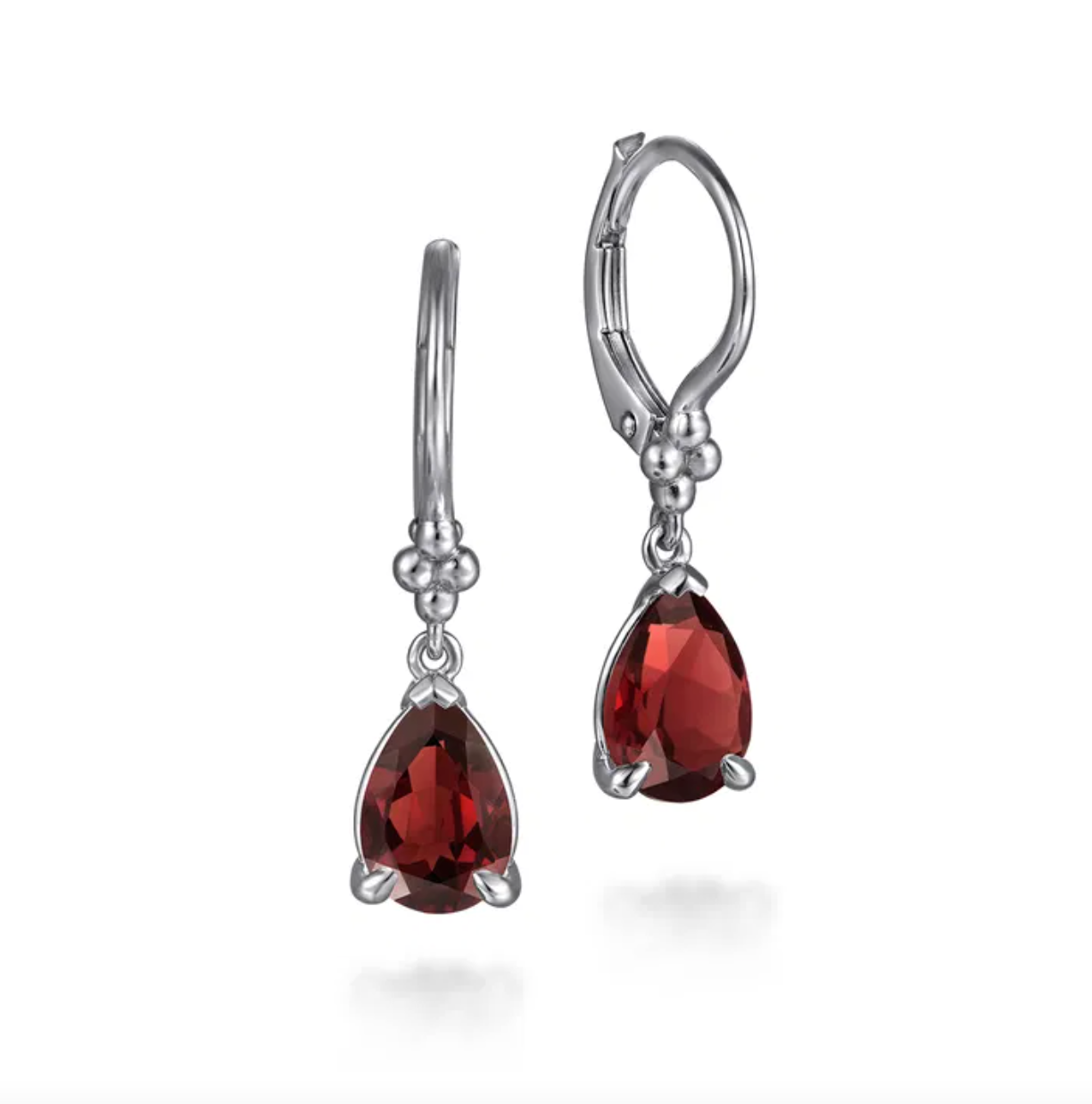 Sterling Silver Bujukan Garnet Drop Earrings by Gabriel NY