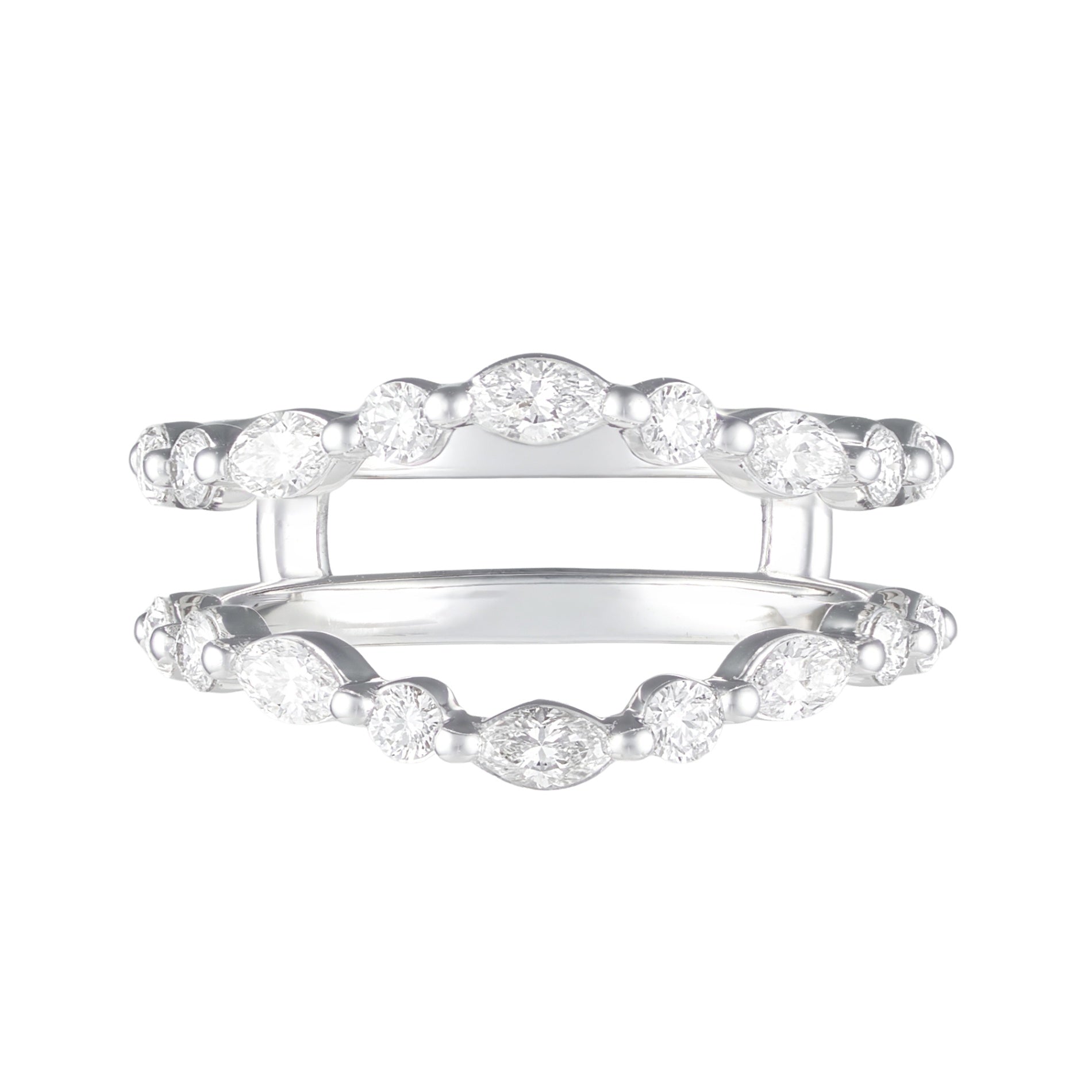 14K White Gold Marquise & Round Diamond Alternating Shared Prong Ring Insert Main image