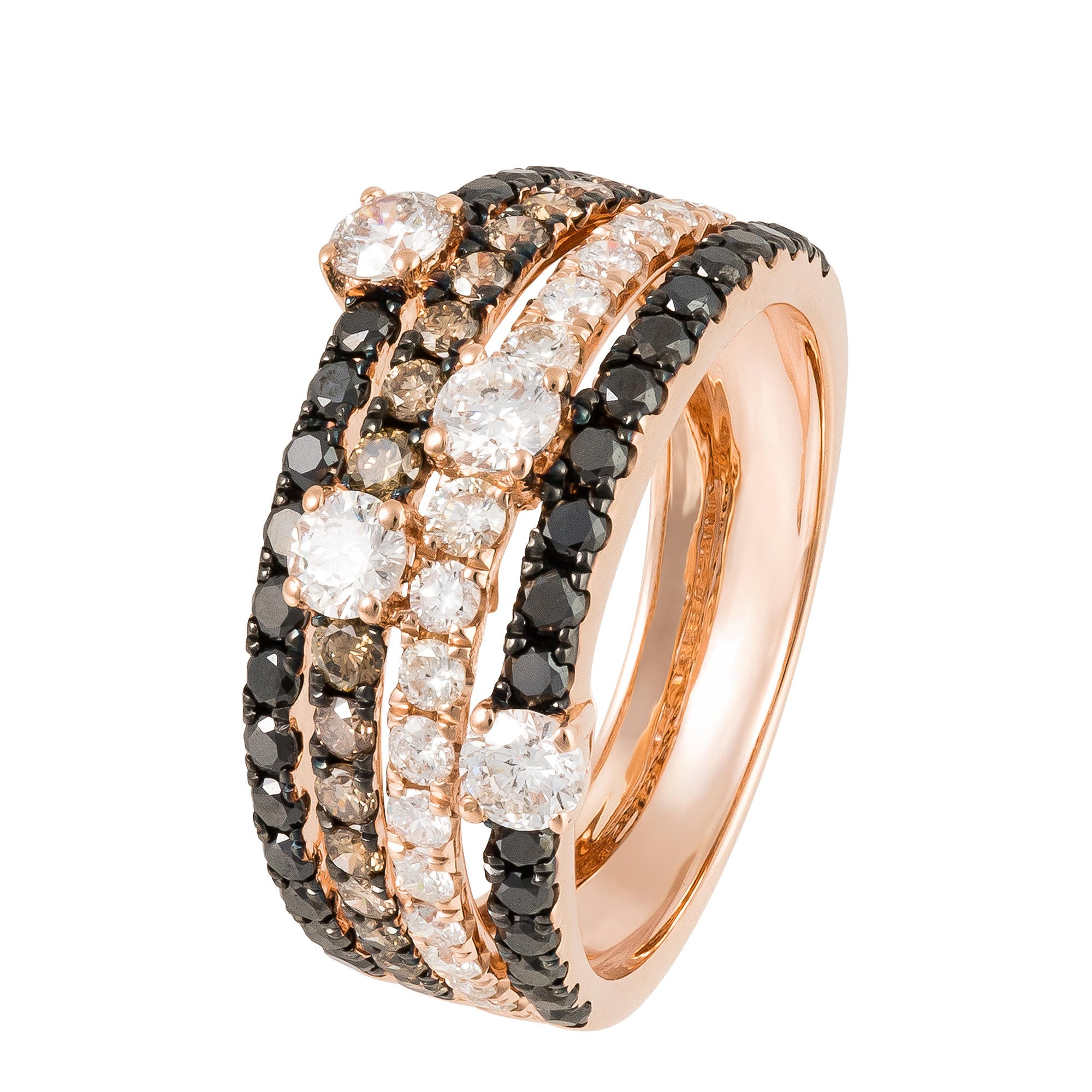 18K RG 4-Row Black & Desert Diamond Fashion Band Main image