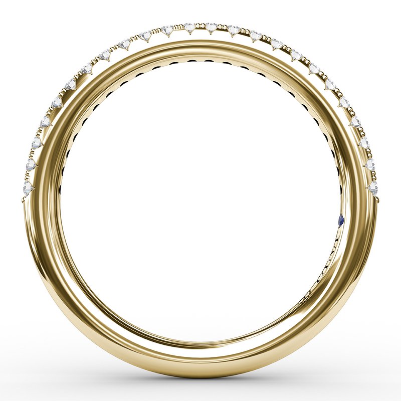 14K YG Diamond Split Prong Wedding Band by FANA