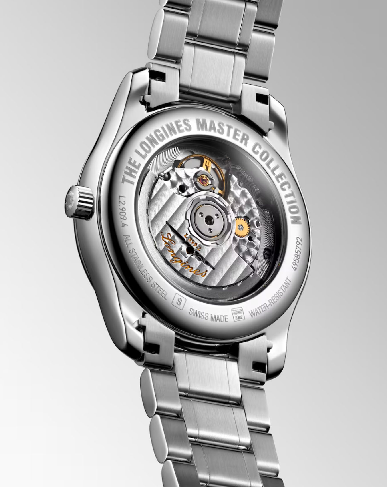 Longines Master Stainless Steel 40mm Chronograph Moonphase Watch in Silver Barleycorn