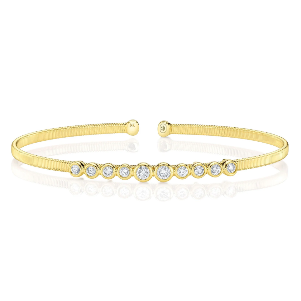 14K YG 1/2cttw Round Diamond Bezel Bangle by Shy Creation