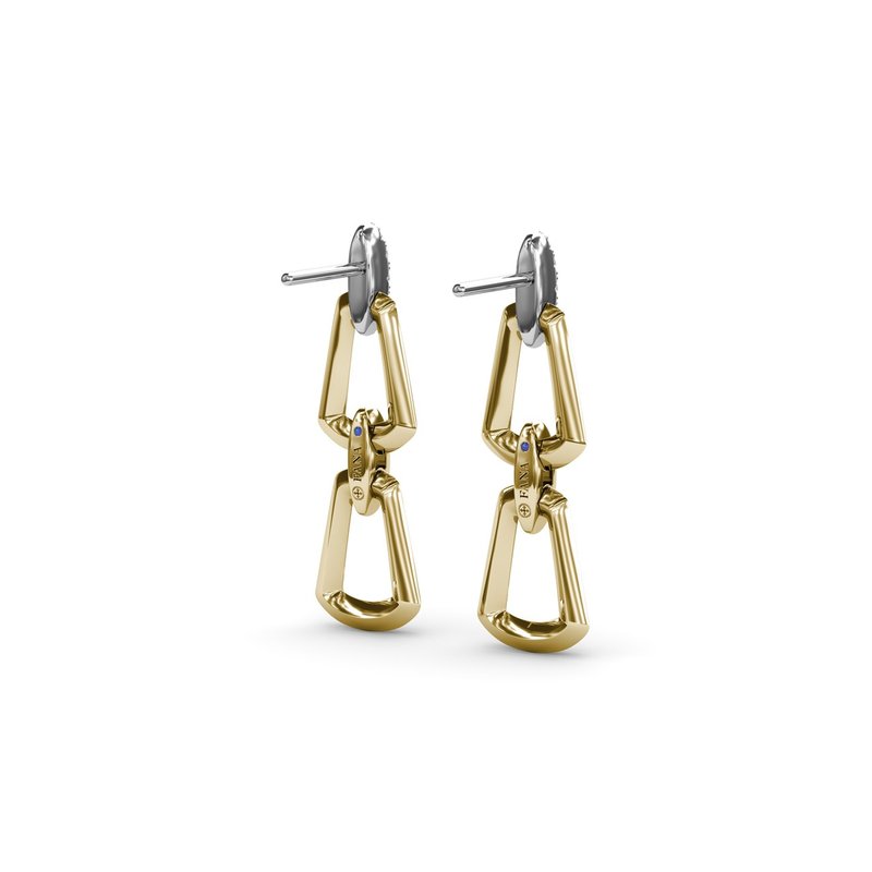 18K Two-Tone Trapezoidal Lynq & Diamond Drop Earrings by Fana