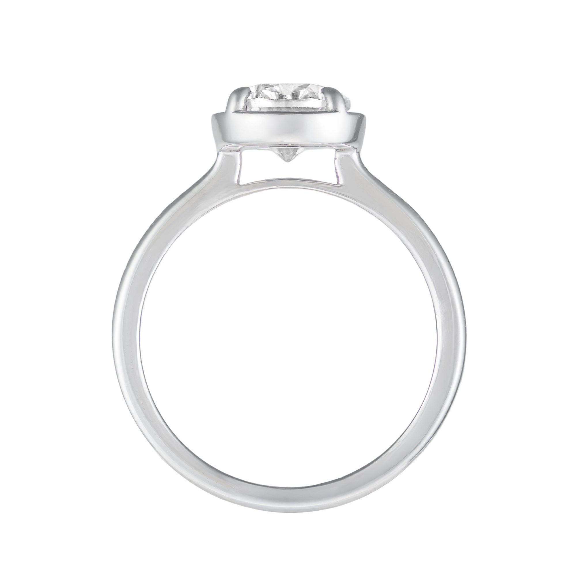 14K White Gold Oval Bezel Frame Semi-Mount by Imagine Bridal